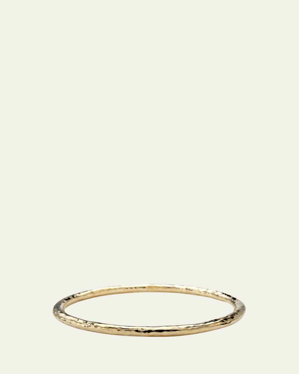 Medium Hammered Bangle in 18K Gol